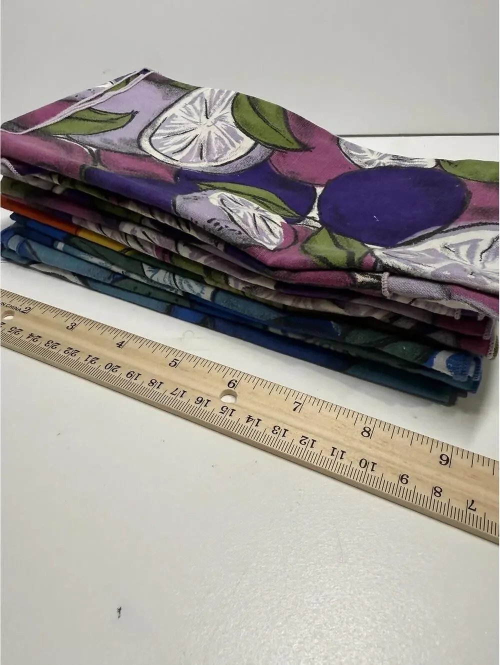 Set of 10 Colorful Citrus Print Cloth Napkins 9x9 Kitchen Dining - Picture 5 of 5
